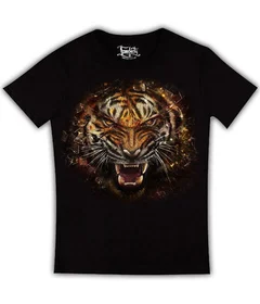 Прикольные футболки: тигр злой на черной